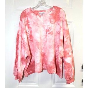 Rebecca Minkoff Rosie SweatshirtSize XL Tie-Dye Pink Pullover Balloon Sleeves